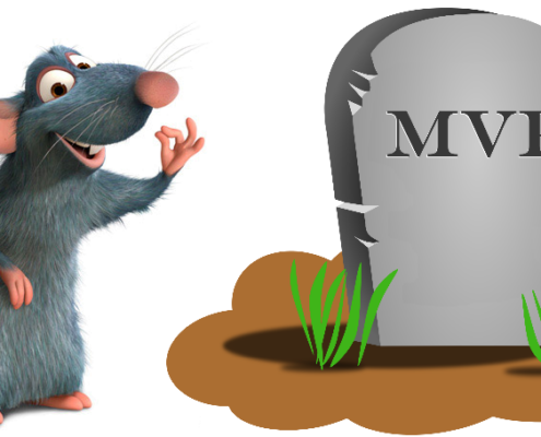 The MVP is Dead (gravestone with MVP on it), long live the RAT (Remy from Ratatouille)